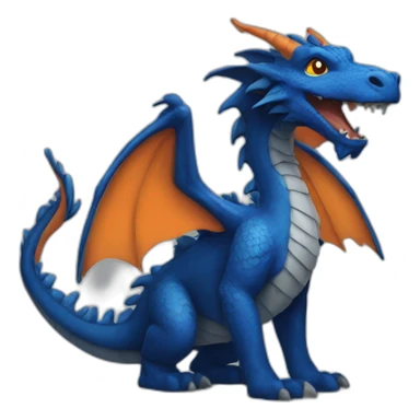 Dark blue dragon with orange wings sticker