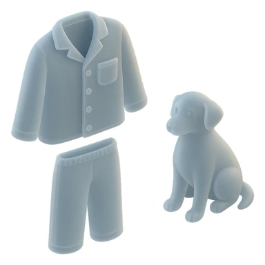 A cozy pajama set with a dog sticker