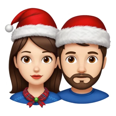 SCOTTISH MAN WITH STUBBLE AND BRUNETTE WOMAN WITH XMAS HAT sticker