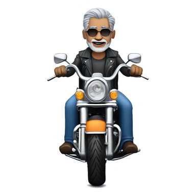 grey haired biker on a blue color Harley Davidson roadking sticker