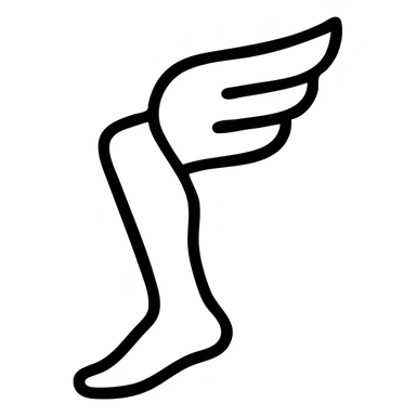 a flying leg with wings, outlined and simple sticker