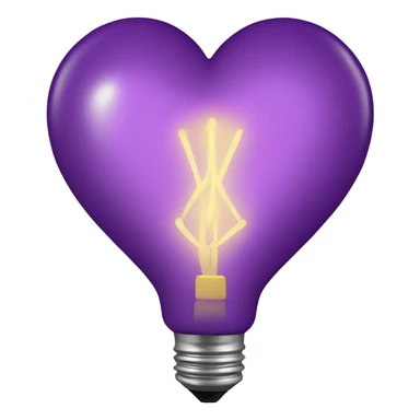 Realistic isolated purple heart shaped christmas light bulb . sticker