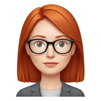 middle age Red head long straight hair pale skin wearing glasses sticker