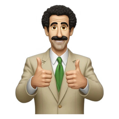 Borat very nice putting two thumbs up with five find on each hand sticker