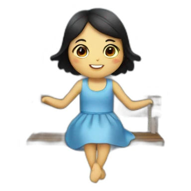 Sky with stars an a girl that is on an Swing with a penguin onto her left sticker