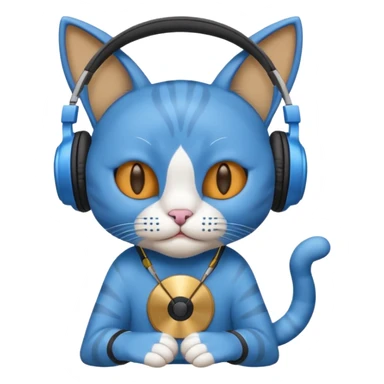 Blue cat dj sticker