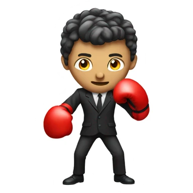 person in suit boxing photorealistic sticker