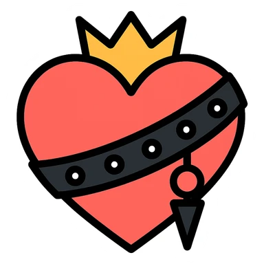 a heart with goth accessories, bold and modern color outline style sticker