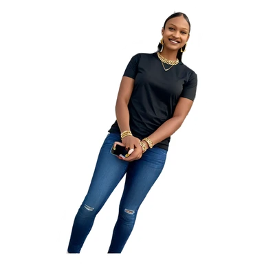 girl with phone and jewelry sticker