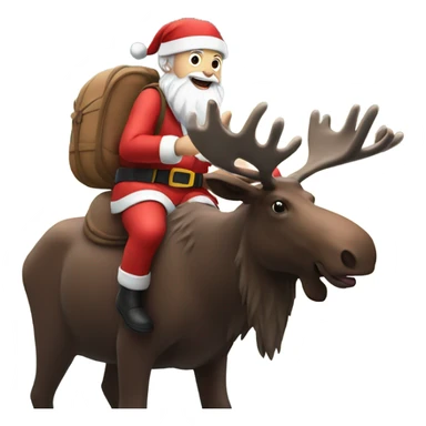 Santa riding a moose in the forest sticker