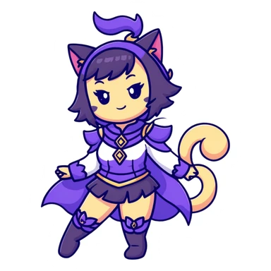 catgirl character with detailed fantasy costume, magical vibe, anime look sticker