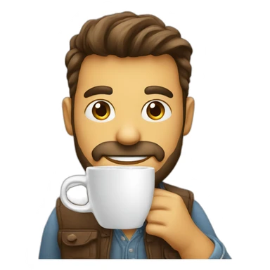 satisfied developer with coffe mug sticker