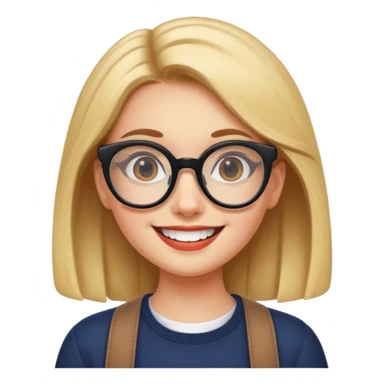 big spects with girl smile sticker