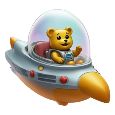 Gummy bear in a space ship sticker