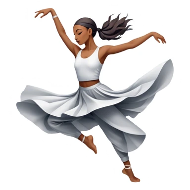 Icon for Contemporary Dance: a dancer in dynamic motion, wearing comfortable attire, with abstract shapes and movement lines in the background. The icon should represent the expressive and creative nature of contemporary dance. Transparent background. sticker