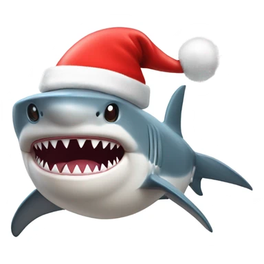 shark wearing a santa hat sticker
