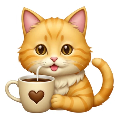 Young Yellow cat licking coffee  sticker