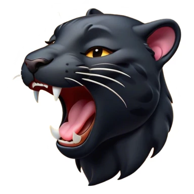 Cinematic Cute Yawning Panther Portrait Emoji, Head tilted slightly with a dramatic, wide-open yawn, showcasing a sleek, shadowy form with drowsy, half-closed eyes and a relaxed, open expression, Simplified yet irresistibly adorable features, highly detailed, glowing with a soft, cozy dark glow, high shine, relaxed yet expressive, stylized with a dash of whimsical elegance, soft glowing outline, capturing the essence of a drowsy yet affectionate jungle guardian that appears ready to stretch out for a nap! sticker