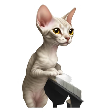 Devon Rex cat playing piano  sticker