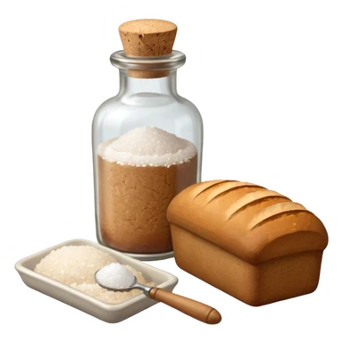  a one victorian bottle of salt and a loaf of bread - crochet needles and a ball of wool sticker