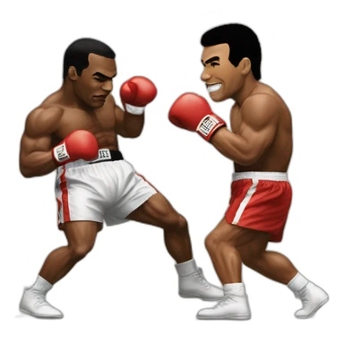 mike tyson boxing with mohammed ali sticker