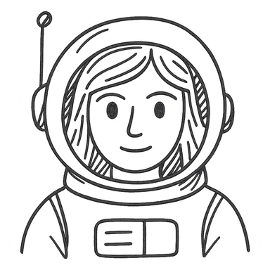 A female astronaut with blond hair and blue eyes sticker