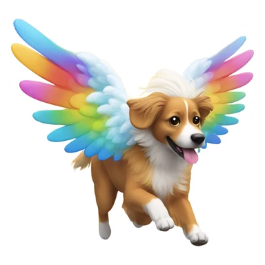 Rainbow dog with angel wings running sticker