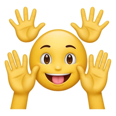 Yellow￼ tongue out emoji with hand on each side sticker