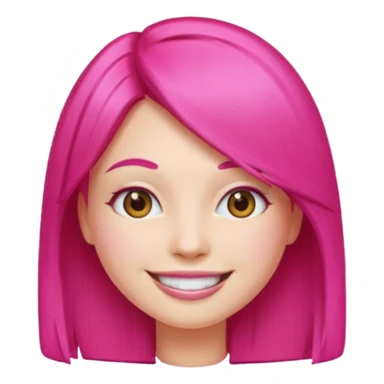 Emoji woman with hot pink straight hair sticker