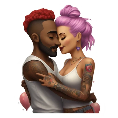 Romantic carnival date for beautiful tattooed couple sticker