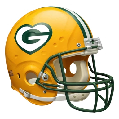 Green Bay packers helmet with a heart near it that looks like cheese inside sticker