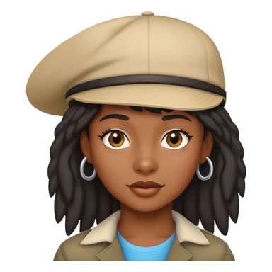 Black girl with mullet and a hat sticker