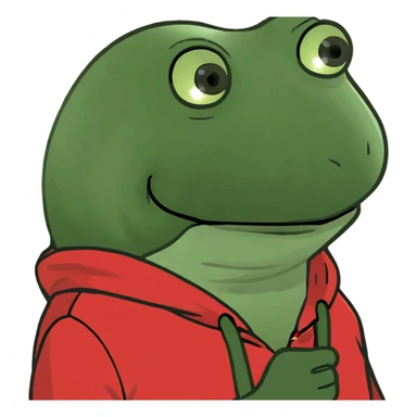 pepe the frog with a red hoodie sticker