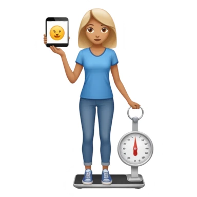 Woman standing on scale sticker