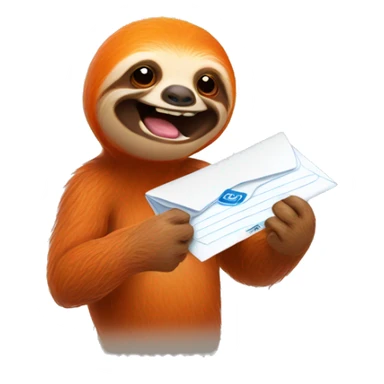 orange sloth receiving mail sticker