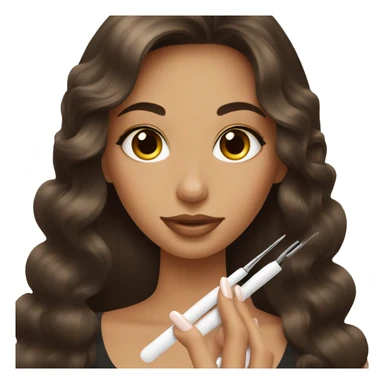 Brunette Girl getting a manicure at nail salon sticker