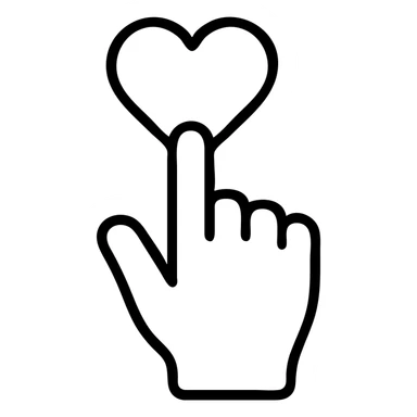 index finger clicking on a heart icon sticker