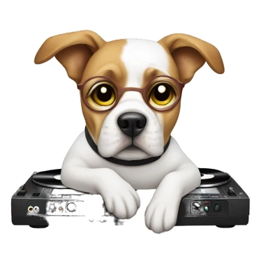 Dog on DJs decks  sticker