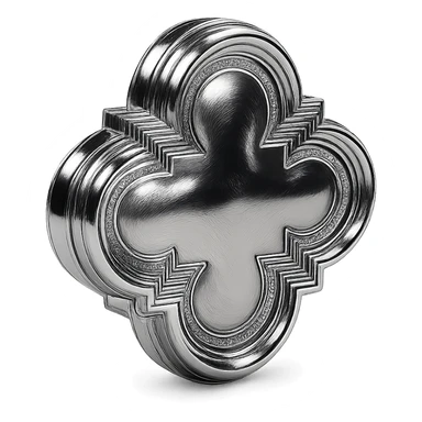 reflective chrome quatrefoil with intricate details and a radiant shine sticker