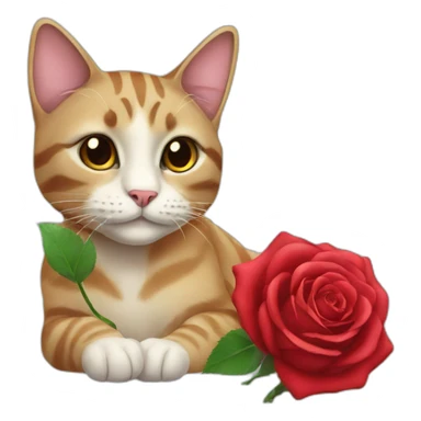 Cat with rose sticker