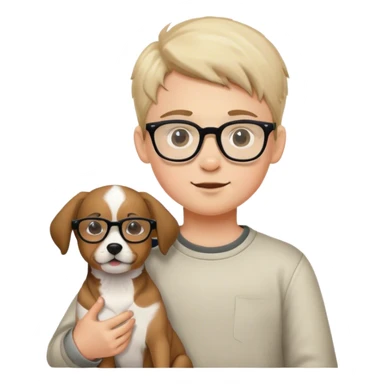 boy with dog and glasses sticker