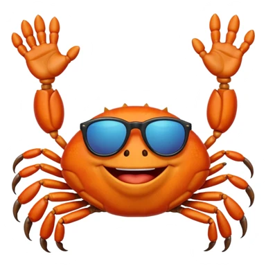 Alaska crab are moving wearing a sunglass and say hi sticker