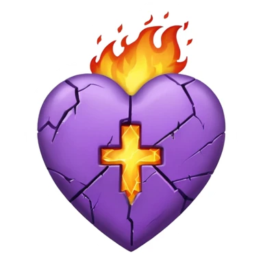 Purple heart broken with fire sticker