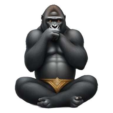 Gorilla sitting cross legged with his finger in his nose  sticker