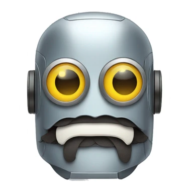 Robot con bigotes cabeza cuadrada conversando  sticker