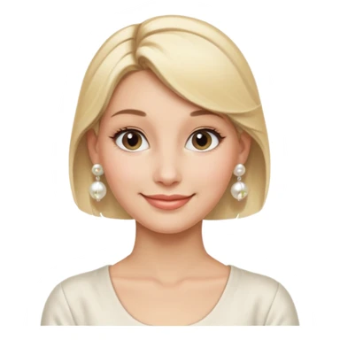 Blonde Women with Bun, Elegant Lady – blonde hair in neat low bun, pearl earrings, gentle smile., half body sticker