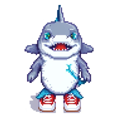 a shark wearing shoes sticker