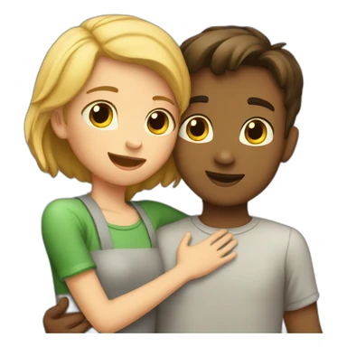 boy and girl huging sticker