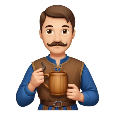 Medieval Man with a moustach in a tavern sticker