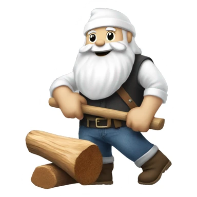 white Santa chopping wood with an ax wearing jeans sticker
